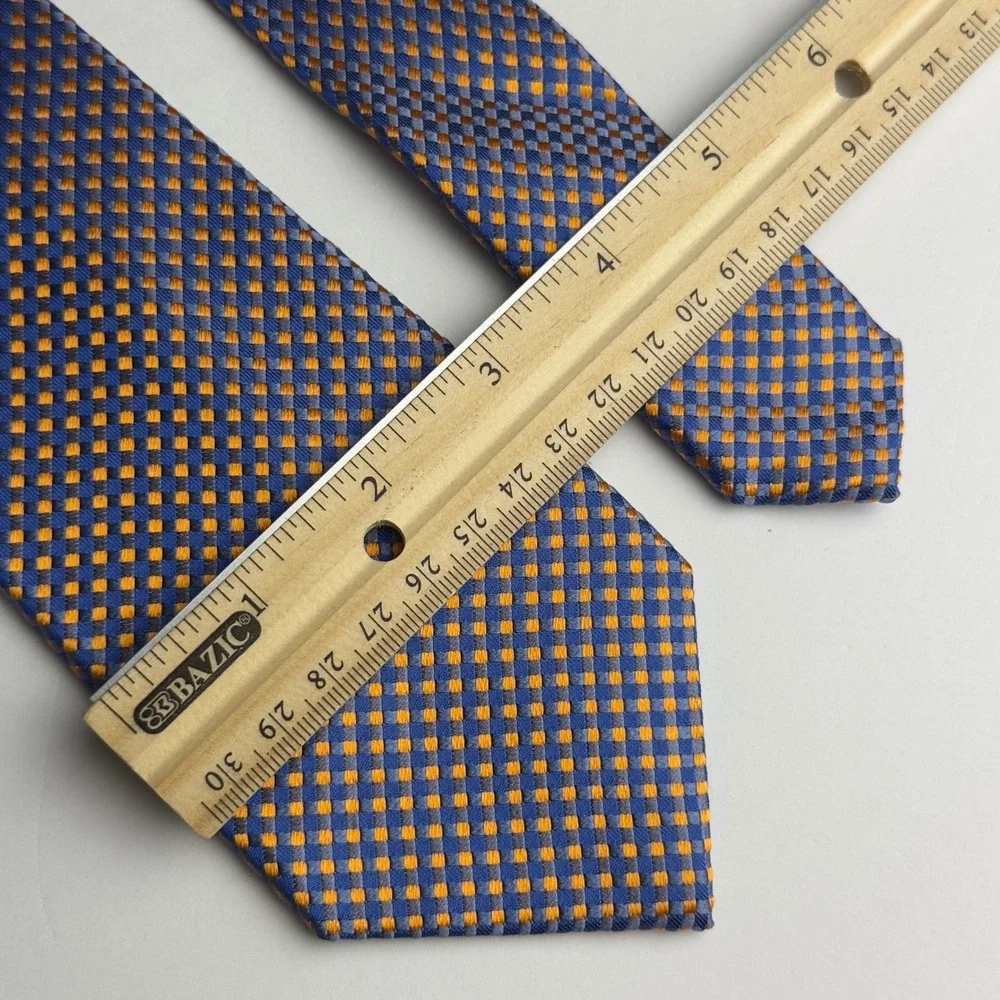 Banana Republic Mens Blue Orange Geometric Woven 100% Silk Necktie Classic